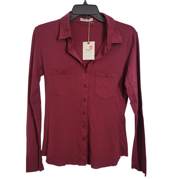 Marine Layer Tops - Marine‎ Layer Combed Cotton Button Down Tibetan Red Small NEW Long Sleeve Collar